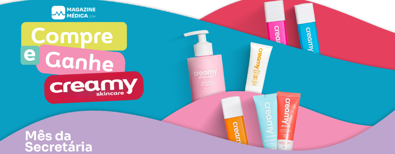 Campanha do mês da secretária com presente creamy em pedidos acima de R$1.000,00 na Magazine Médica